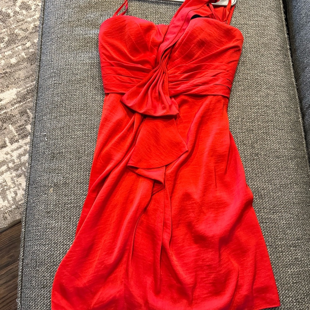 BCBG Maxazria one shoulder red dress size 4